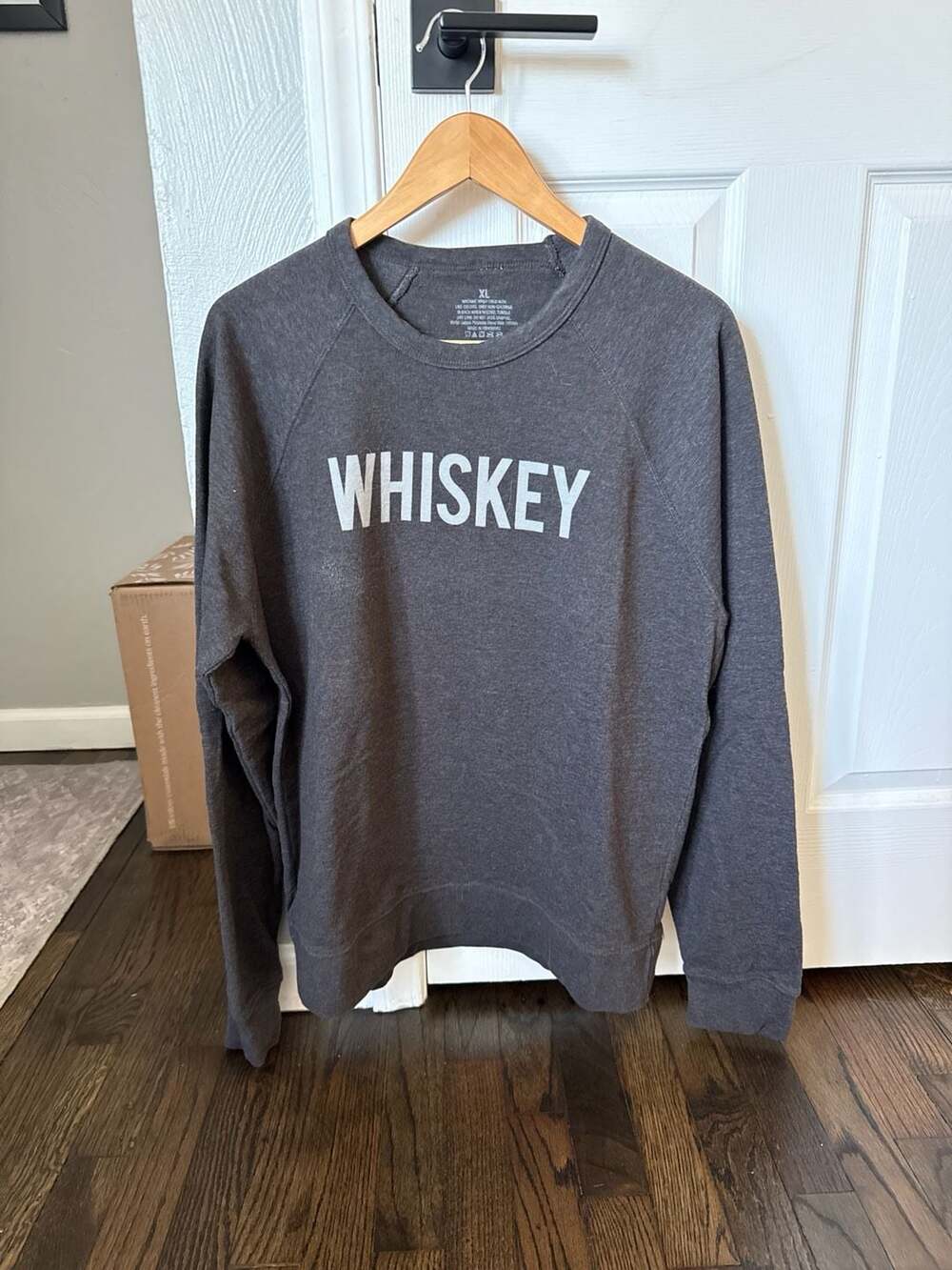 Journeyman Distillery Charcoal Grey 'WHISKEY' Raglan Crewneck Sweatshirt XL